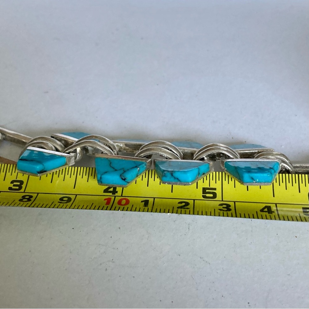 Unique Heavy Sterling & Turquise Bracelet - Picture 10 of 10